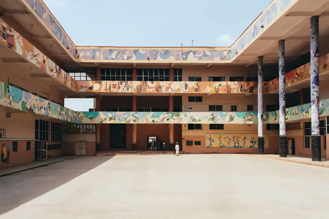 The muralled courtyard of the Cyprian Ekwensi Centre for Arts and Culture, Abuja