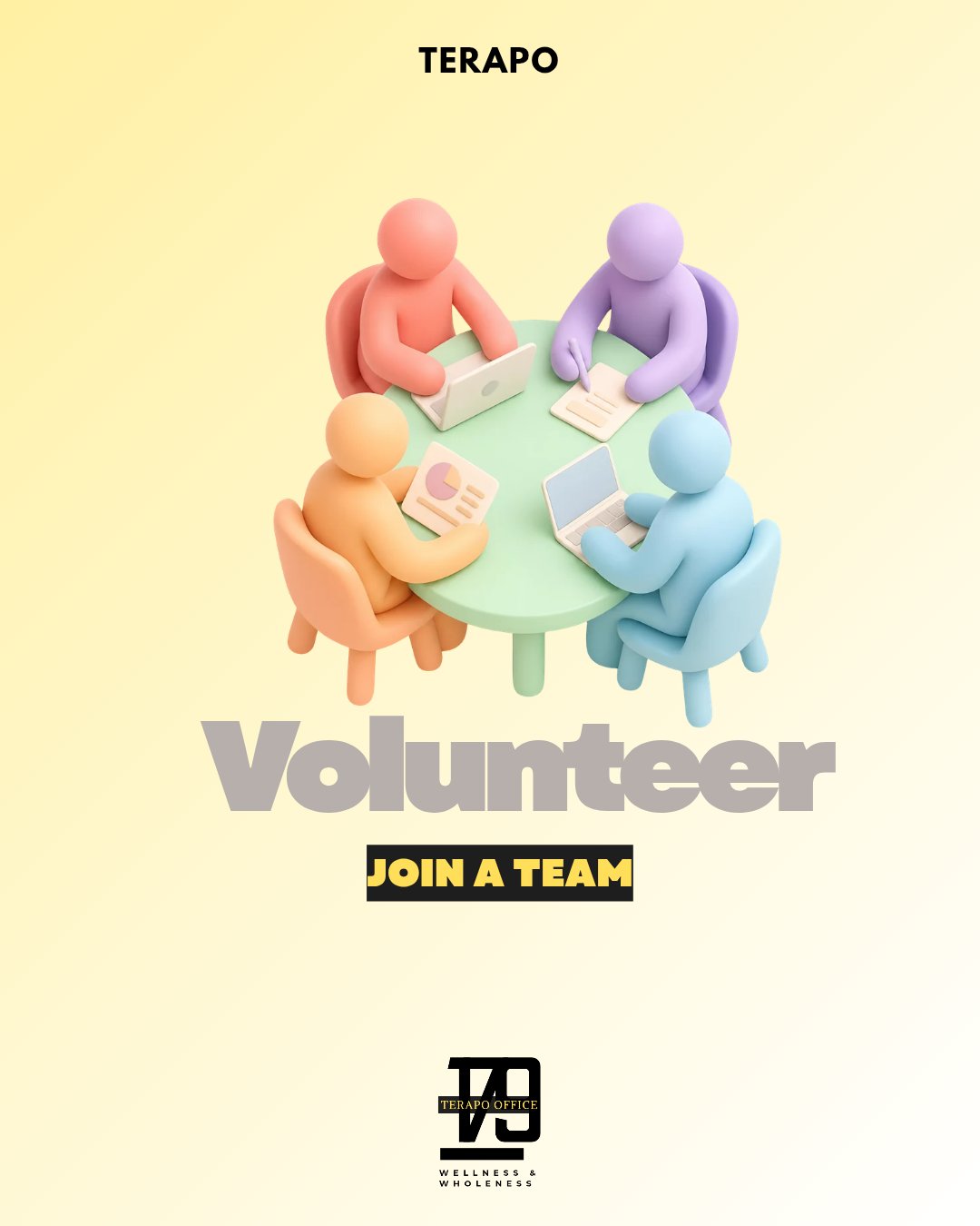 Terapo volunteer flier: Volunteer — join a team